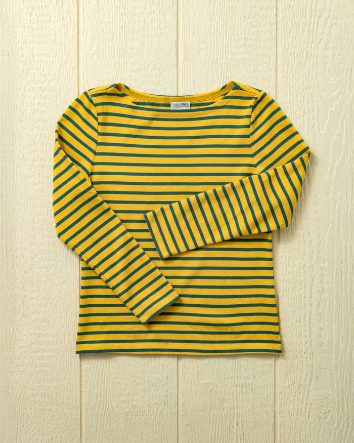 Women’s Breton Stripe Boatneck Tee in Lemon/Lime