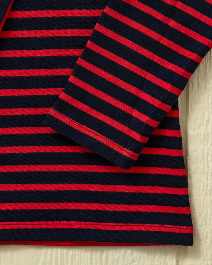 Women’s Breton Stripe Boatneck Tee in Navy/Red