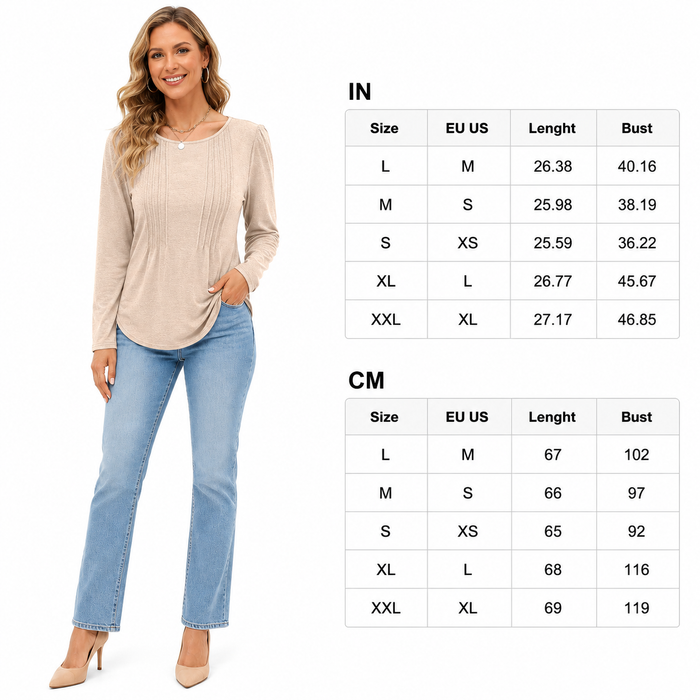Women's black long sleeve crew neck top in polyester with regular sleeves, a regular fit and plain styling in sizes S to XXL.