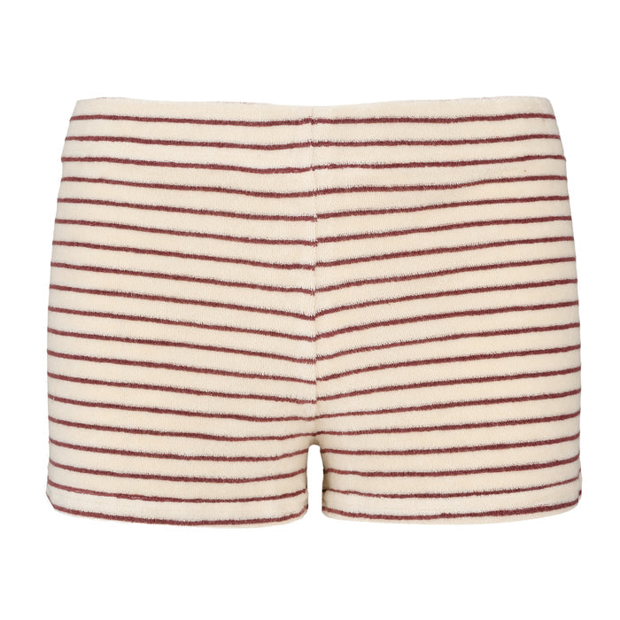 Womens Striped Towelling Hipster Shorts | Chocolate & Cream