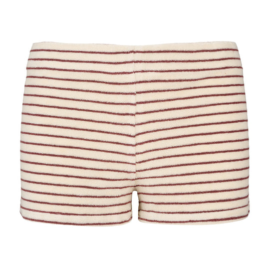Womens Striped Towelling Hipster Shorts | Chocolate & Cream