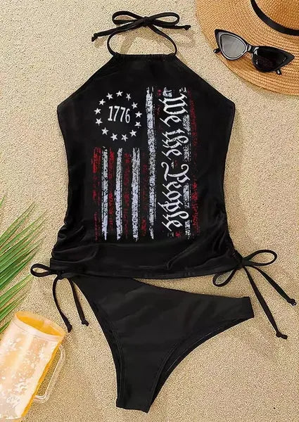 Two-piece women's tankini swimsuit designed for added belly coverage with quick-dry fabric for beach and swimming days in US.