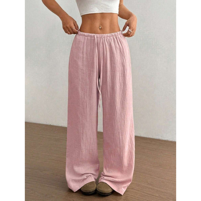 Women's casual commuter wide leg cotton trousers with a solid color design and commuter style for easy daily outfit planning.
