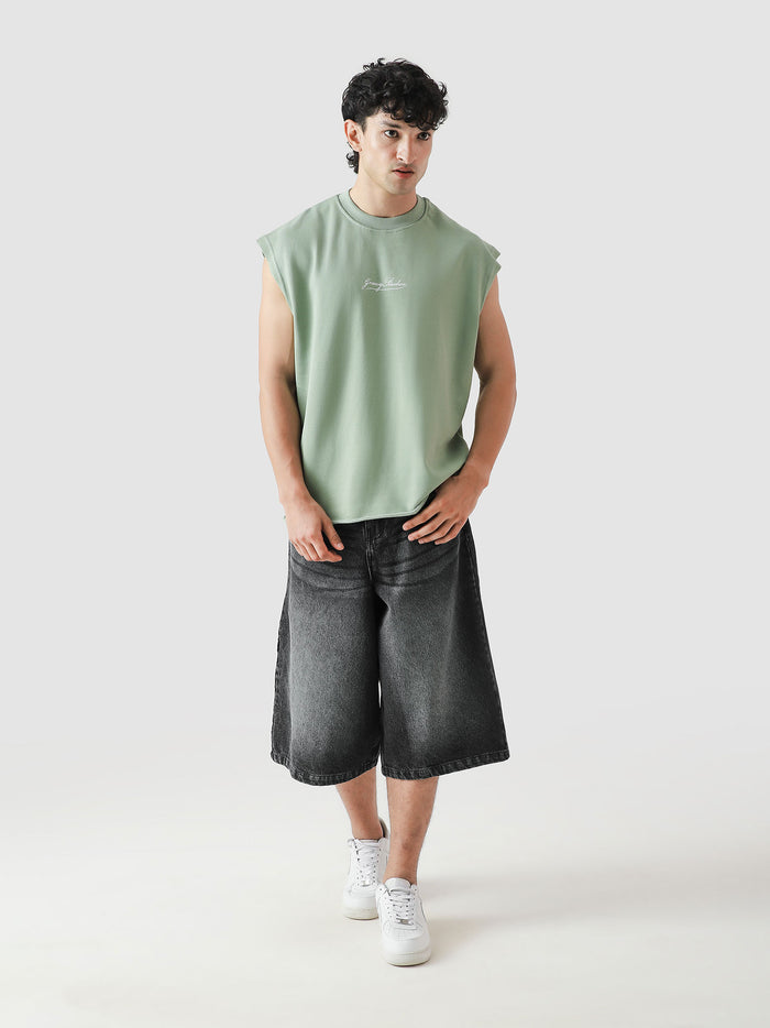 WORLDWIDE mint green sando male model full body front view sleeveless Pakistan – GROOVY
