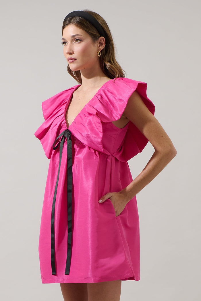 Ziona Satin Babydoll Mini Dress