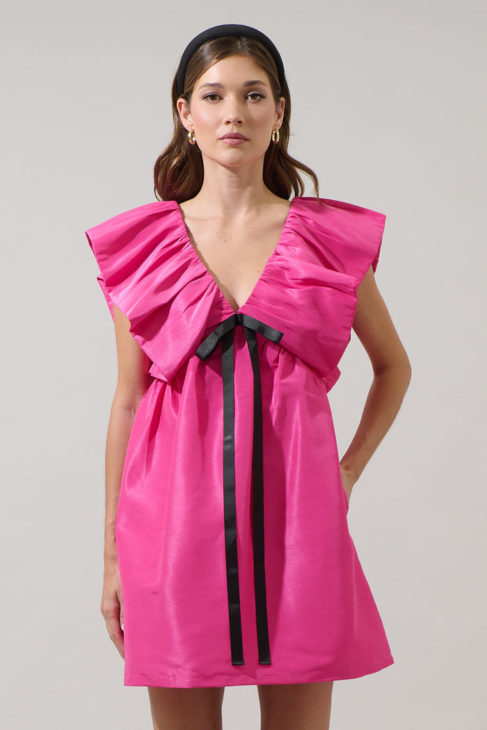 Ziona Satin Babydoll Mini Dress